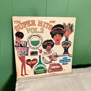 Vintage 1968 The Super Hits Vol.2 Vinyl LP Aretha Otis Bee Gees Sonny & Cher